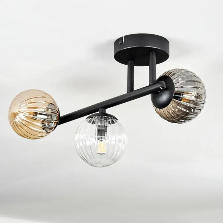Chehalis Plafonnier, Boule lumineuse Ambre, Clair, Fumé, 3 lumières