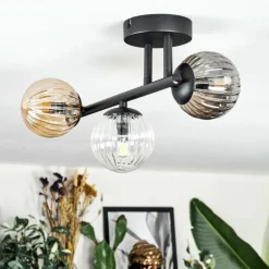 Chehalis Plafonnier, Boule lumineuse Ambre, Clair, Fumé, 3 lumières