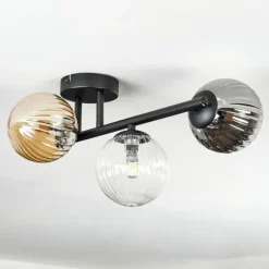 Chehalis Plafonnier, Boule lumineuse Ambre, Clair, Fumé, 3 lumières