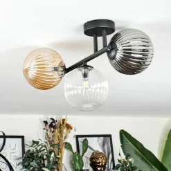Chehalis Plafonnier, Boule lumineuse Ambre, Clair, Fumé, 3 lumières