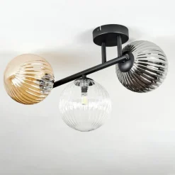 Chehalis Plafonnier, Boule lumineuse Ambre, Clair, Fumé, 3 lumières