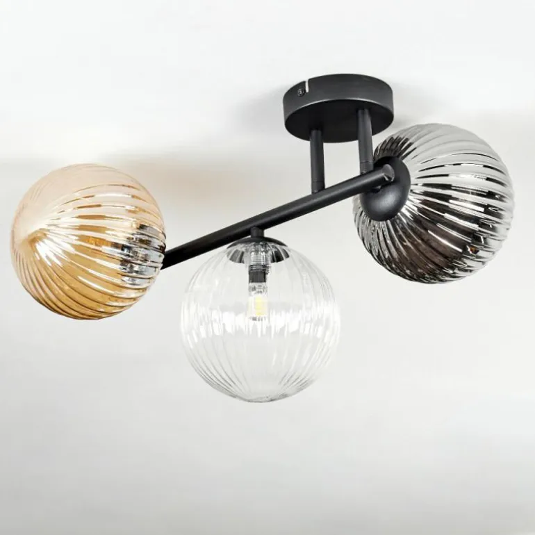 Chehalis Plafonnier, Boule lumineuse Ambre, Clair, Fumé, 3 lumières