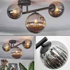 Chehalis Plafonnier, Boule lumineuse Fumé, 3 lumières