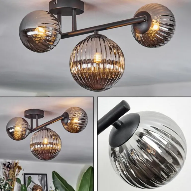 Chehalis Plafonnier, Boule lumineuse Fumé, 3 lumières