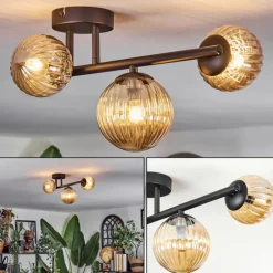 Chehalis Plafonnier, Boule lumineuse Ambre, 3 lumières