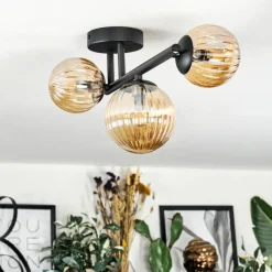 Chehalis Plafonnier, Boule lumineuse Ambre, 3 lumières