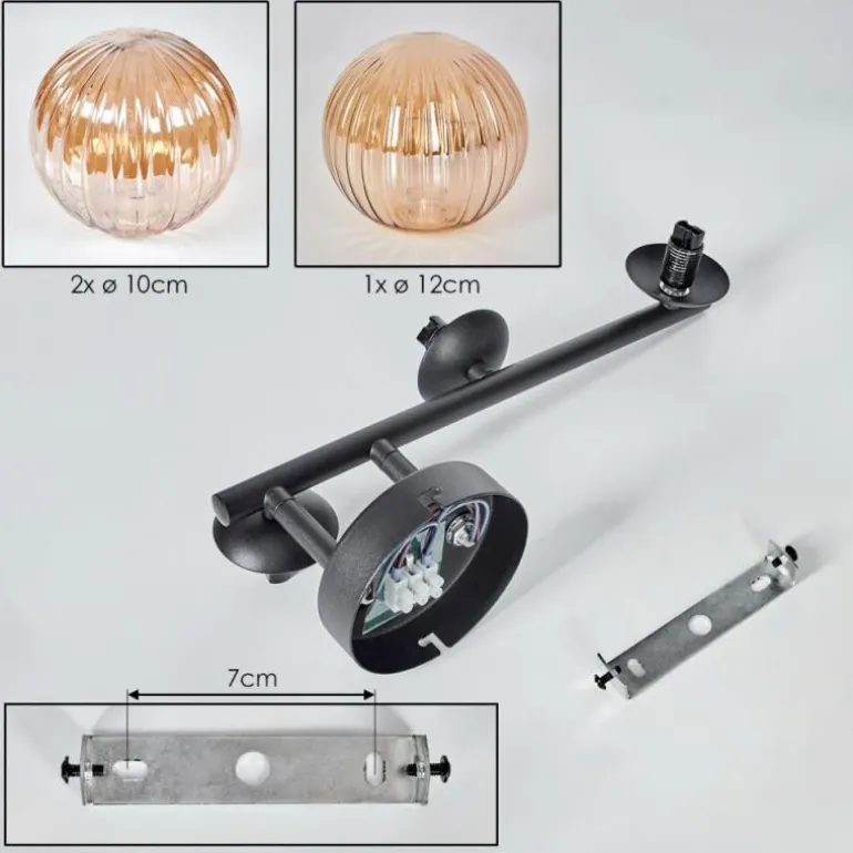 Chehalis Plafonnier, Boule lumineuse Ambre, 3 lumières