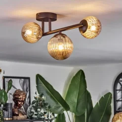 Chehalis Plafonnier, Boule lumineuse Ambre, 3 lumières