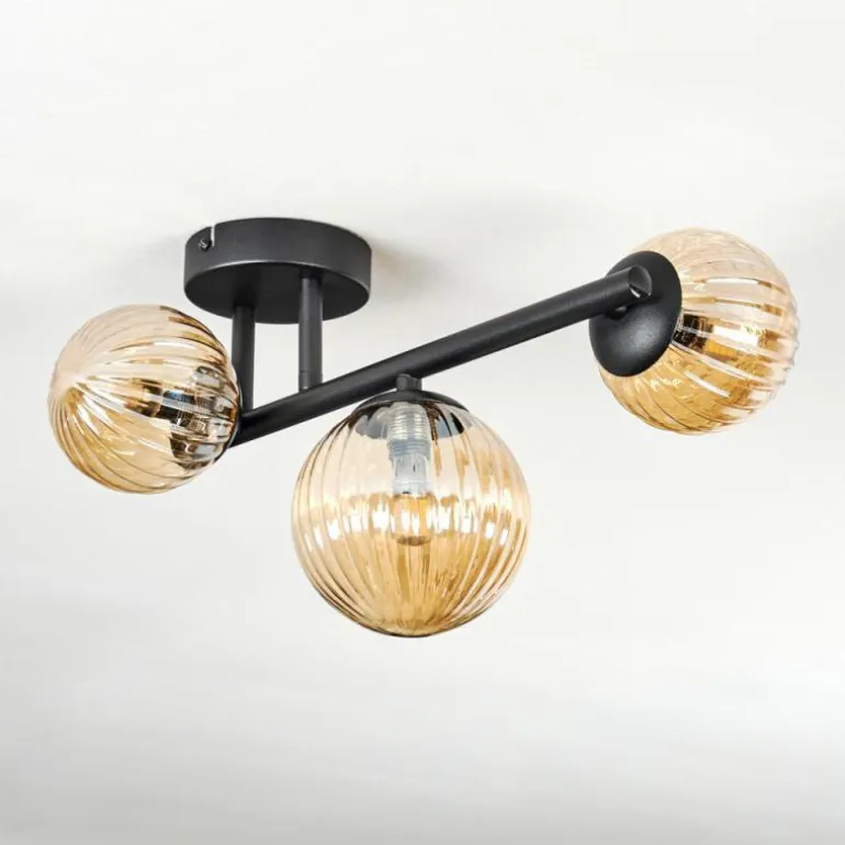 Chehalis Plafonnier, Boule lumineuse Ambre, 3 lumières