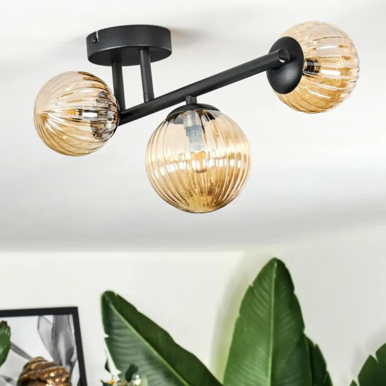 Chehalis Plafonnier, Boule lumineuse Ambre, 3 lumières