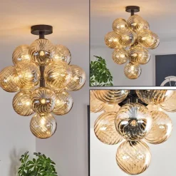 Chehalis Plafonnier, Boule lumineuse 39 cm LED Ambre, 13 lumières