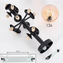 Chehalis Plafonnier, Boule lumineuse 39 cm LED Ambre, 13 lumières