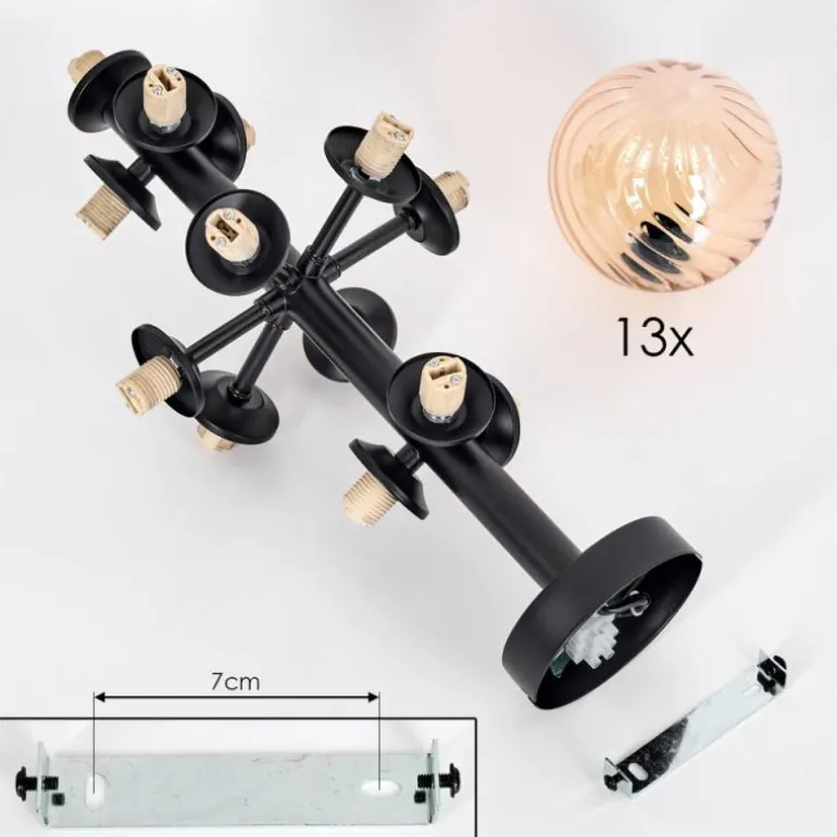Chehalis Plafonnier, Boule lumineuse 39 cm LED Ambre, 13 lumières
