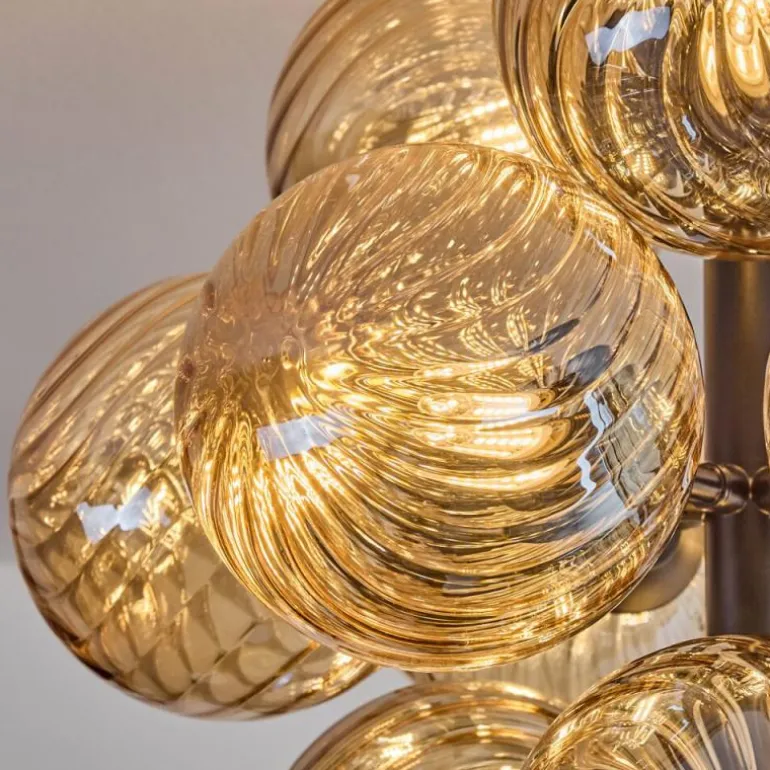Chehalis Plafonnier, Boule lumineuse 39 cm LED Ambre, 13 lumières