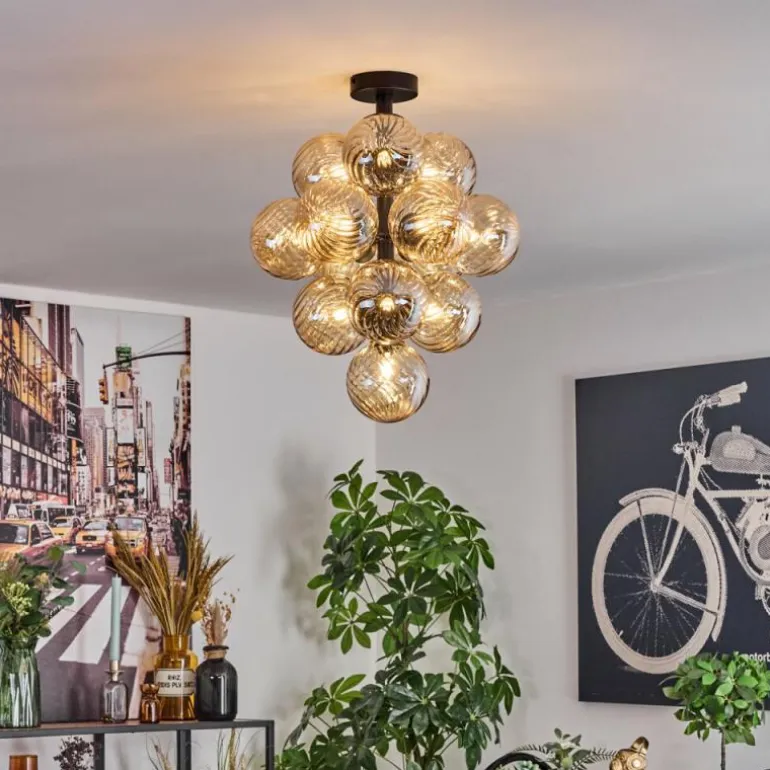 Chehalis Plafonnier, Boule lumineuse 39 cm LED Ambre, 13 lumières