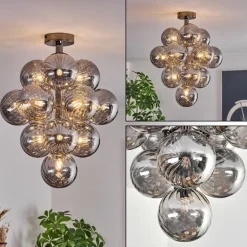 Chehalis Plafonnier, Boule lumineuse 39 cm LED Fumé, 13 lumières
