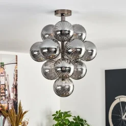 Chehalis Plafonnier, Boule lumineuse 39 cm LED Fumé, 13 lumières