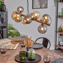 Chehalis Suspension, Boule lumineuse, Suspension Ambre, Fumé, 10 lumières