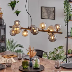 Chehalis Suspension, Boule lumineuse, Suspension Ambre, Fumé, 10 lumières