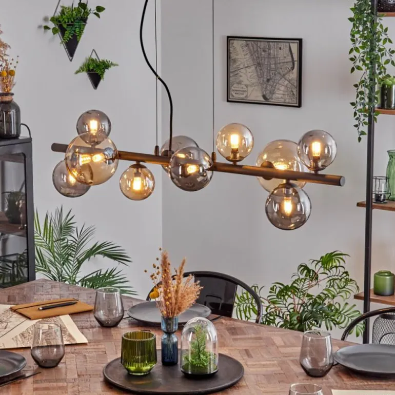 Chehalis Suspension, Boule lumineuse, Suspension Ambre, Fumé, 10 lumières