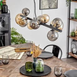 Chehalis Suspension, Boule lumineuse, Suspension Ambre, Fumé, 10 lumières
