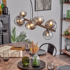 Chehalis Suspension, Boule lumineuse, Suspension Clair, Fumé, 10 lumières