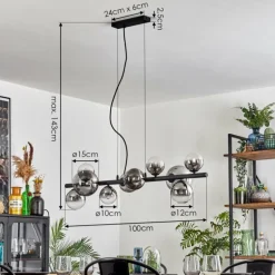 Chehalis Suspension, Boule lumineuse, Suspension Clair, Fumé, 10 lumières
