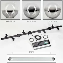 Chehalis Suspension, Boule lumineuse, Suspension Clair, Fumé, 10 lumières