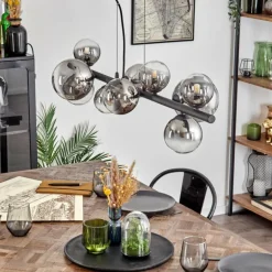 Chehalis Suspension, Boule lumineuse, Suspension Clair, Fumé, 10 lumières