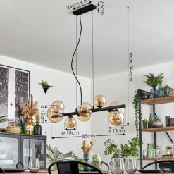 Chehalis Suspension, Boule lumineuse, Suspension Ambre, 8 lumières