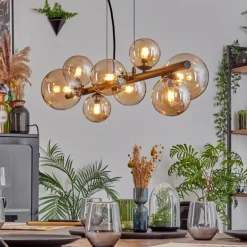 Chehalis Suspension, Boule lumineuse, Suspension Ambre, 8 lumières