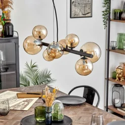 Chehalis Suspension, Boule lumineuse, Suspension Ambre, 8 lumières