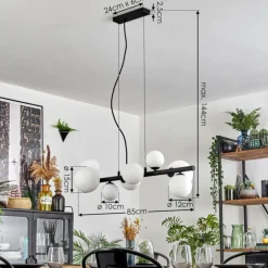 Chehalis Suspension, Boule lumineuse, Suspension Blanc, 8 lumières
