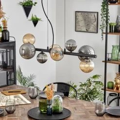 Chehalis Suspension, Boule lumineuse, Suspension Ambre, Fumé, 8 lumières