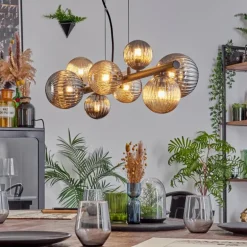 Chehalis Suspension, Boule lumineuse, Suspension Ambre, Fumé, 8 lumières