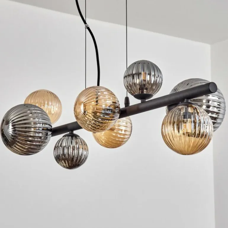 Chehalis Suspension, Boule lumineuse, Suspension Ambre, Fumé, 8 lumières