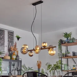 Chehalis Suspension, Boule lumineuse, Suspension Ambre, Fumé, 8 lumières