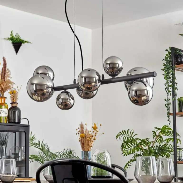 Chehalis Suspension, Boule lumineuse, Suspension Chrome, Fumé, 8 lumières