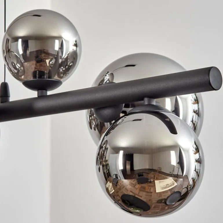 Chehalis Suspension, Boule lumineuse, Suspension Chrome, Fumé, 8 lumières