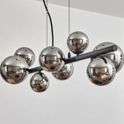 Chehalis Suspension, Boule lumineuse, Suspension Chrome, Fumé, 8 lumières