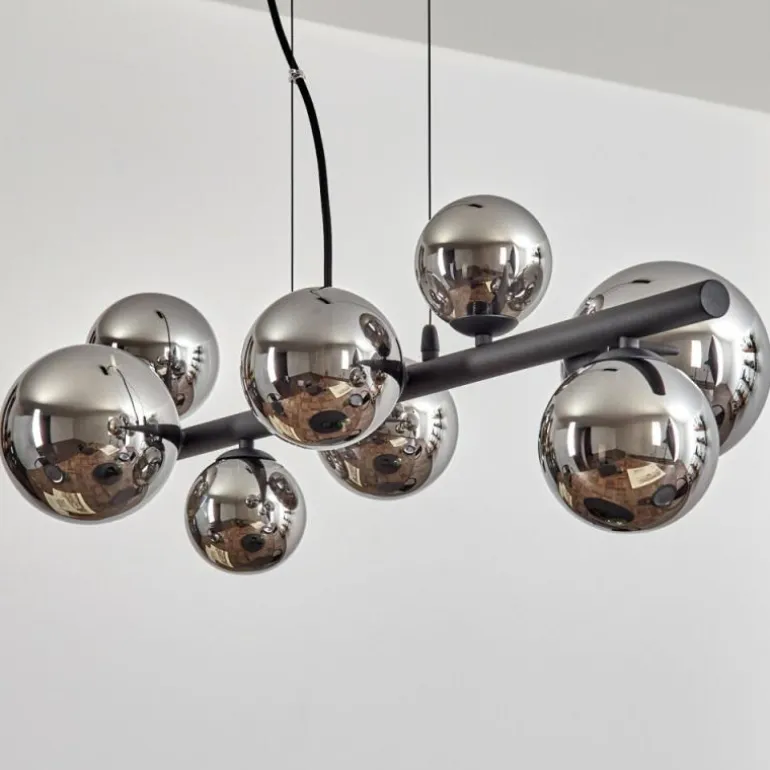 Chehalis Suspension, Boule lumineuse, Suspension Chrome, Fumé, 8 lumières