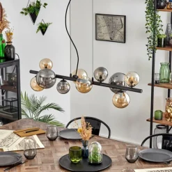 Chehalis Suspension, Boule lumineuse, Suspension Ambre, Fumé, 10 lumières