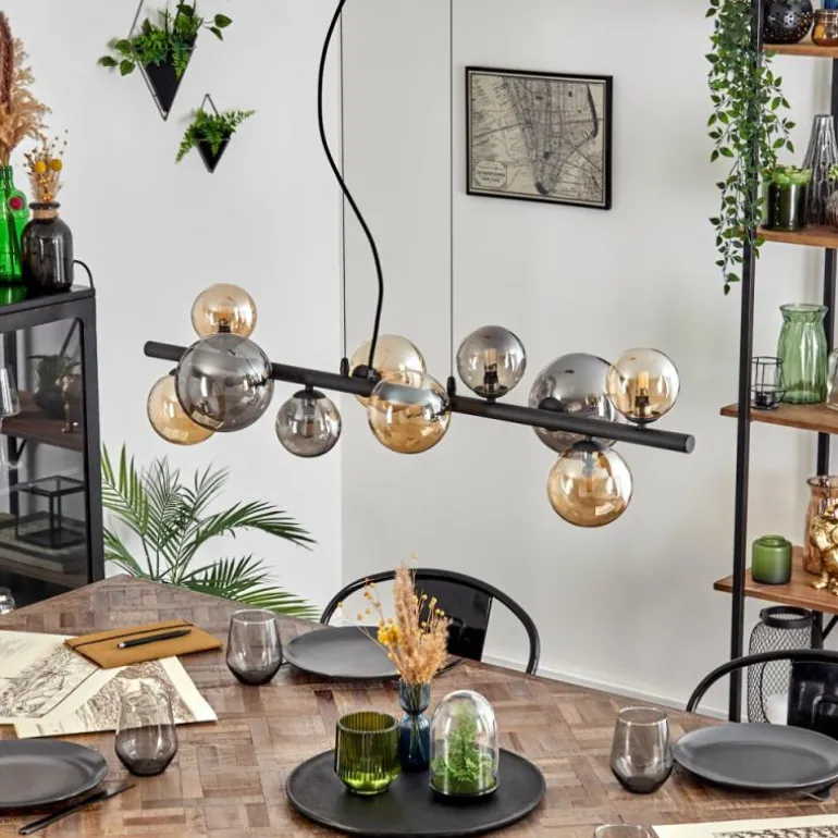 Chehalis Suspension, Boule lumineuse, Suspension Ambre, Fumé, 10 lumières