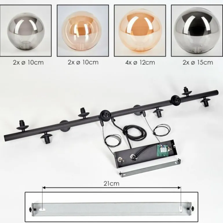 Chehalis Suspension, Boule lumineuse, Suspension Ambre, Fumé, 10 lumières