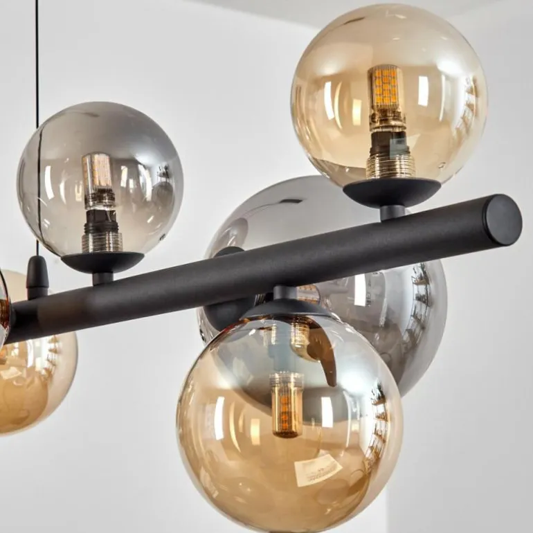 Chehalis Suspension, Boule lumineuse, Suspension Ambre, Fumé, 10 lumières