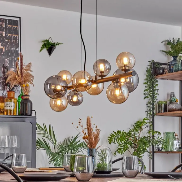 Chehalis Suspension, Boule lumineuse, Suspension Ambre, Fumé, 10 lumières