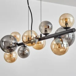 Chehalis Suspension, Boule lumineuse, Suspension Ambre, Fumé, 10 lumières