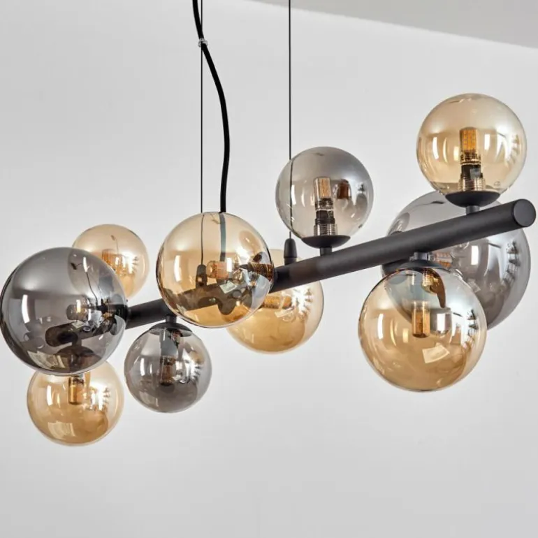 Chehalis Suspension, Boule lumineuse, Suspension Ambre, Fumé, 10 lumières
