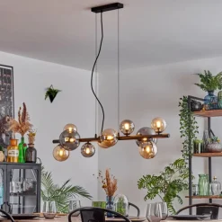 Chehalis Suspension, Boule lumineuse, Suspension Ambre, Fumé, 10 lumières