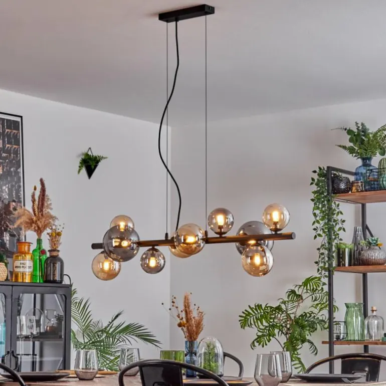 Chehalis Suspension, Boule lumineuse, Suspension Ambre, Fumé, 10 lumières